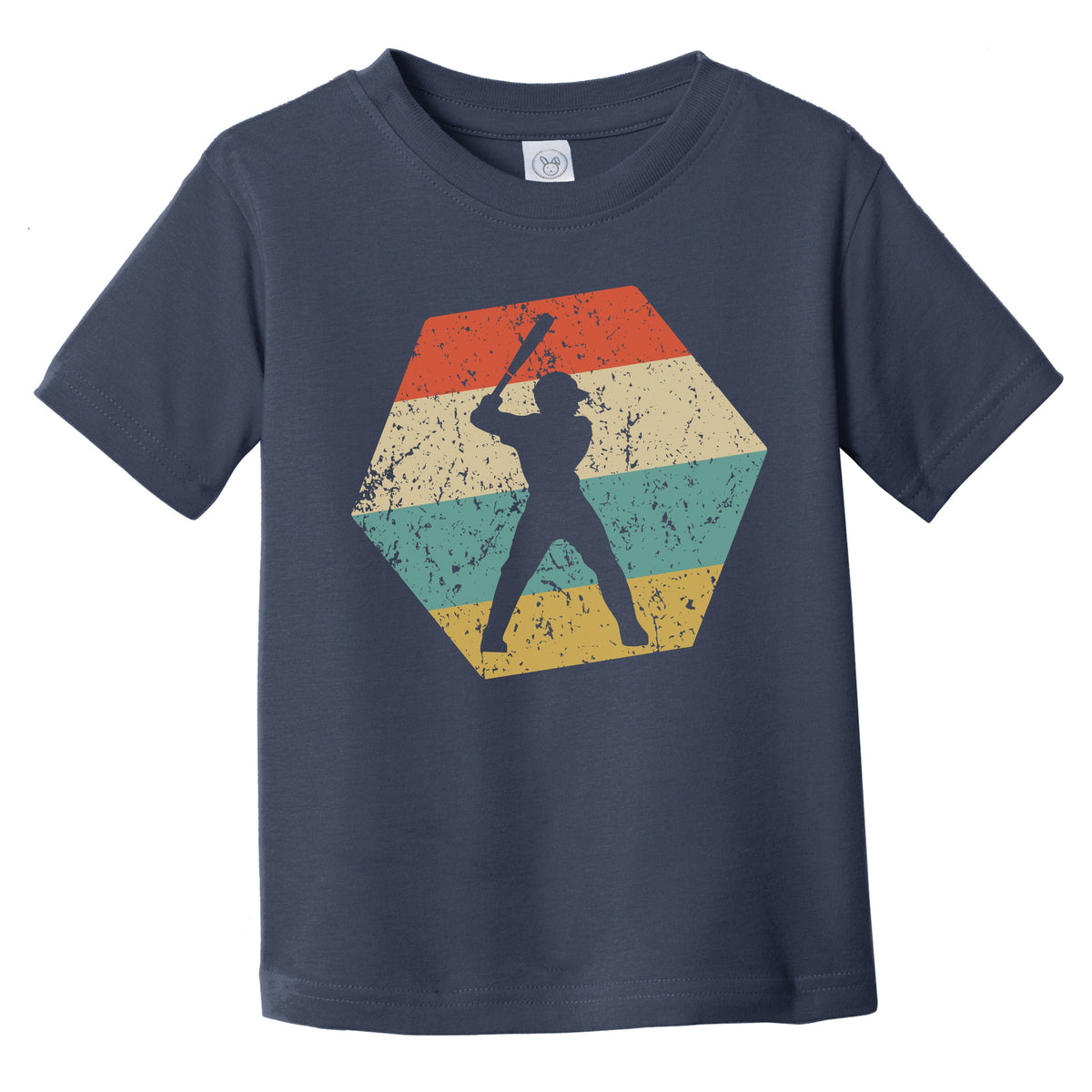 Baseball Player Retro Distressed Hexagon Batter Infant Toddler T-Shirt
