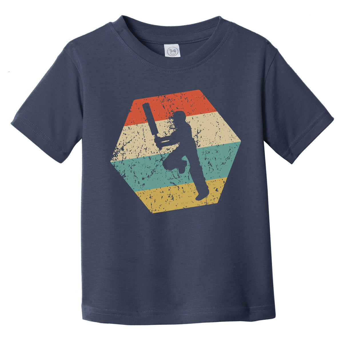 Cricket Player Retro Distressed Hexagon Cricket Batter Infant Toddler T-Shirt