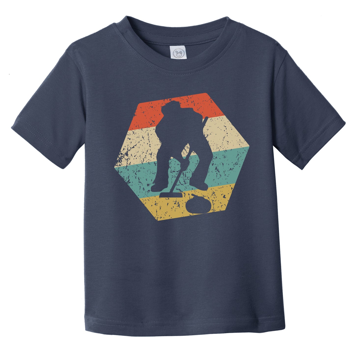 Curling Retro Distressed Hexagon Curler Sweeping Infant Toddler T-Shirt