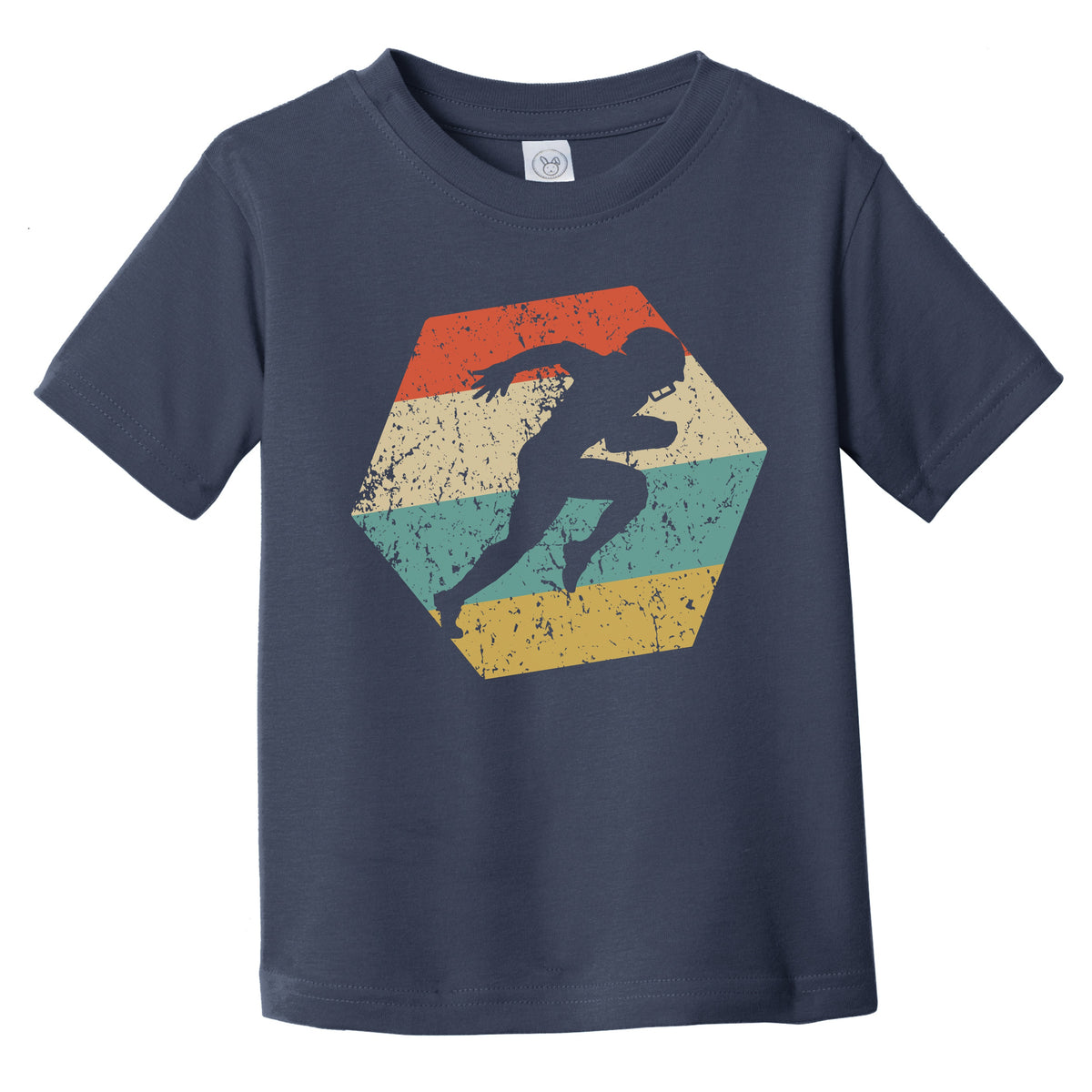 Running Back Retro Distressed Hexagon Football Infant Toddler T-Shirt