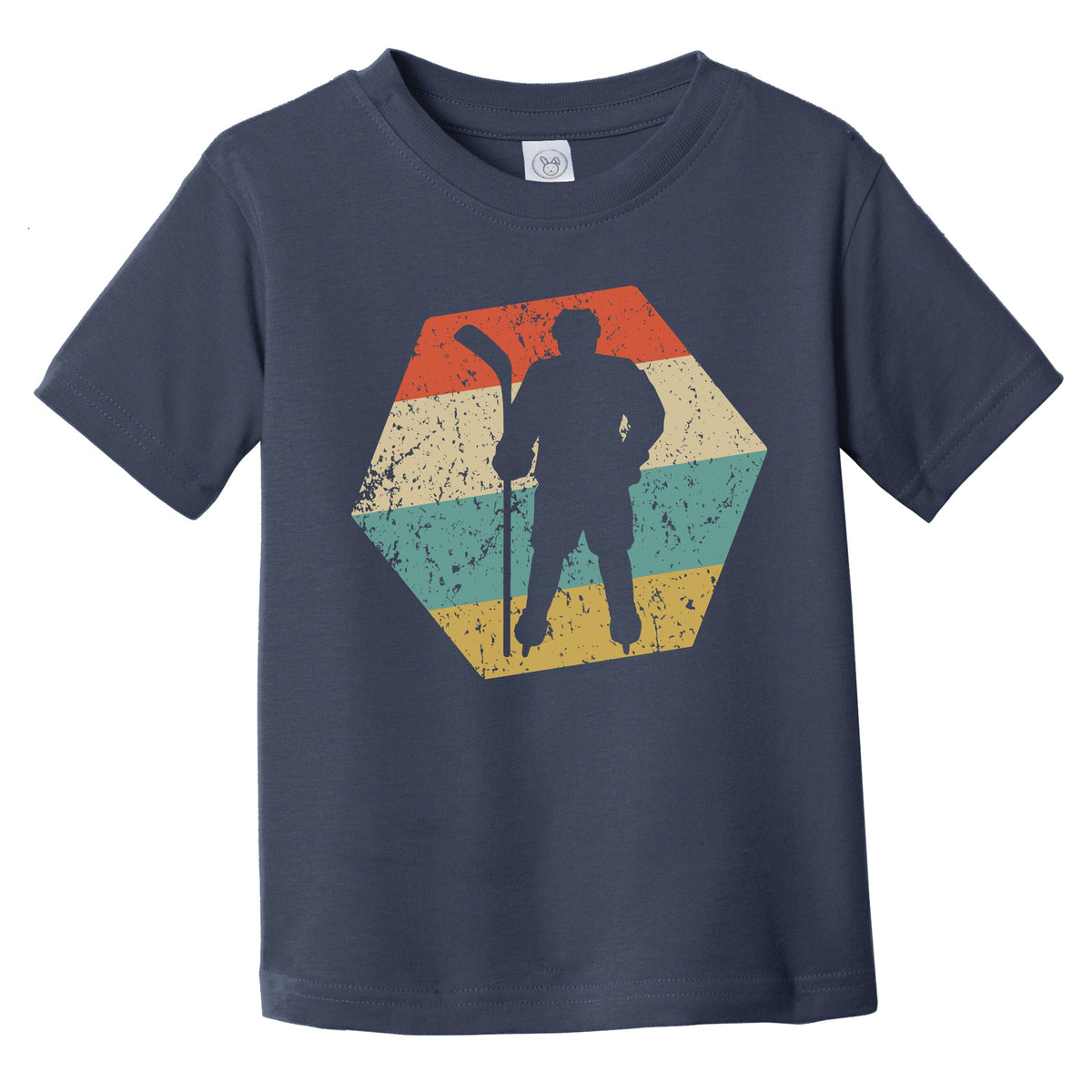 Hockey Player Retro Distressed Hexagon Hockey Infant Toddler T-Shirt