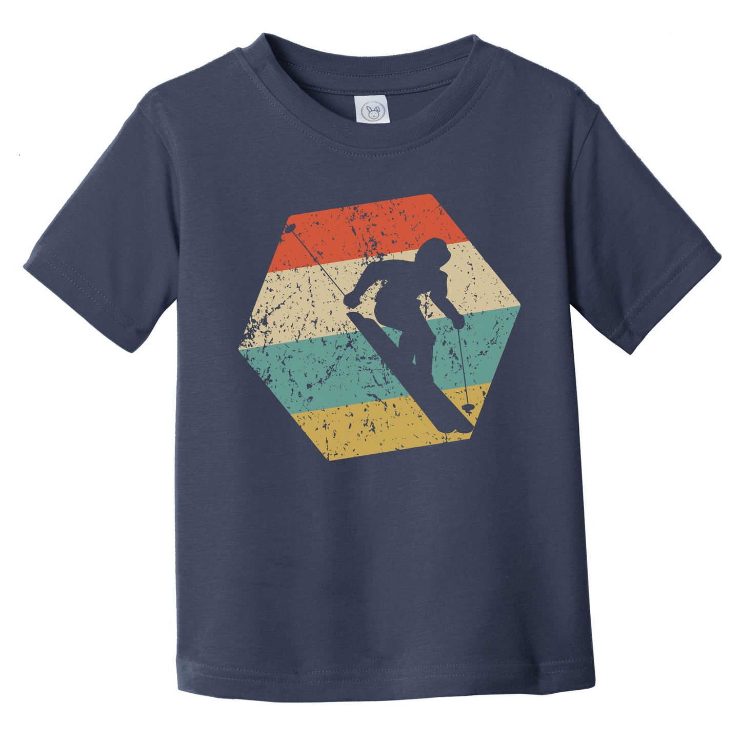 Skiing Retro Distressed Hexagon Skier Infant Toddler T-Shirt