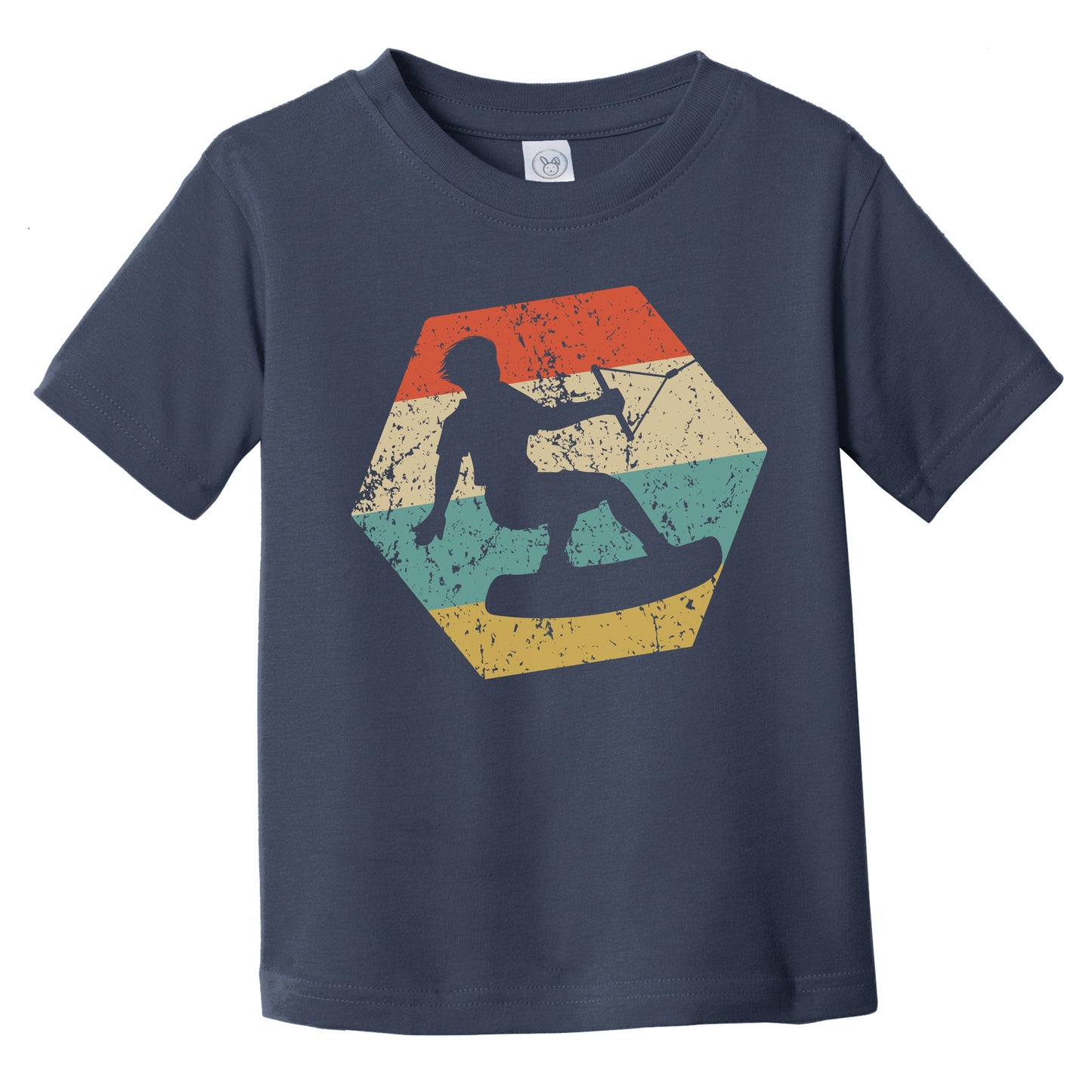 Wakeboarding Retro Distressed Hexagon Wakeboarder Infant Toddler T-Shirt