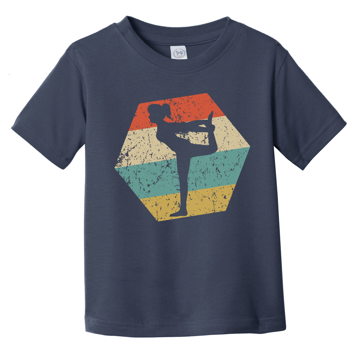 Yoga Retro Distressed Hexagon Yoga Pose Infant Toddler T-Shirt