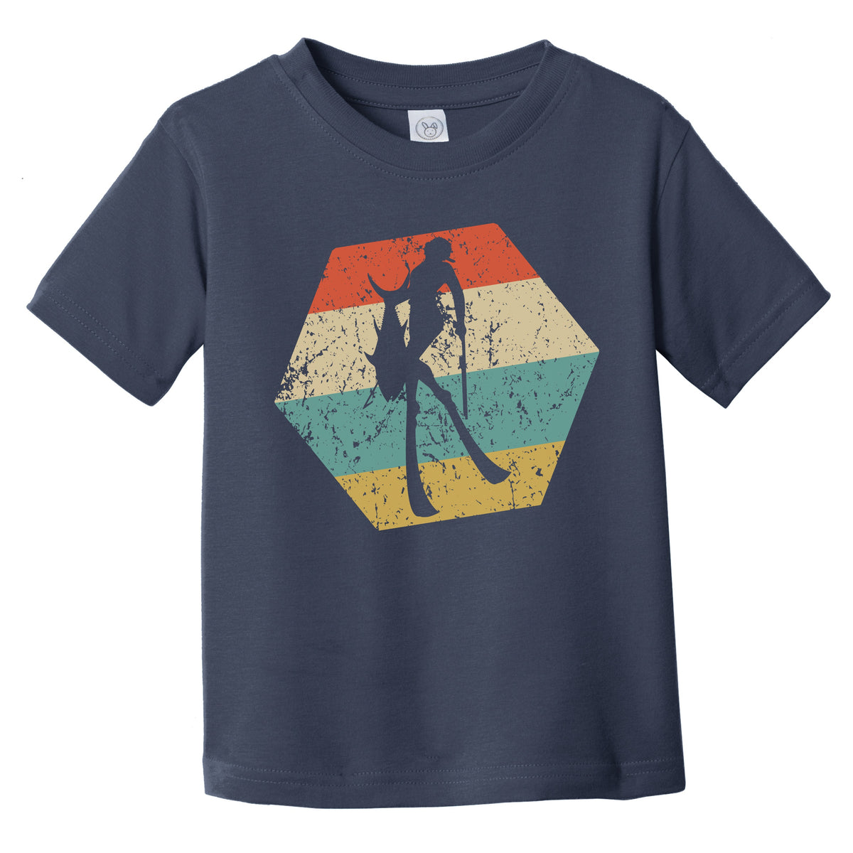 Spearfishing Retro Distressed Hexagon Spearfisherman Infant Toddler T-Shirt