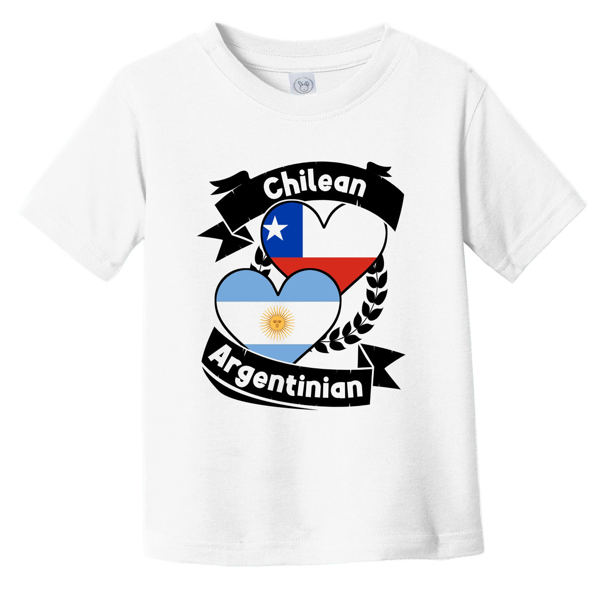 Chilean Argentinian Heart Flags Chile Argentina Infant Toddler T-Shirt