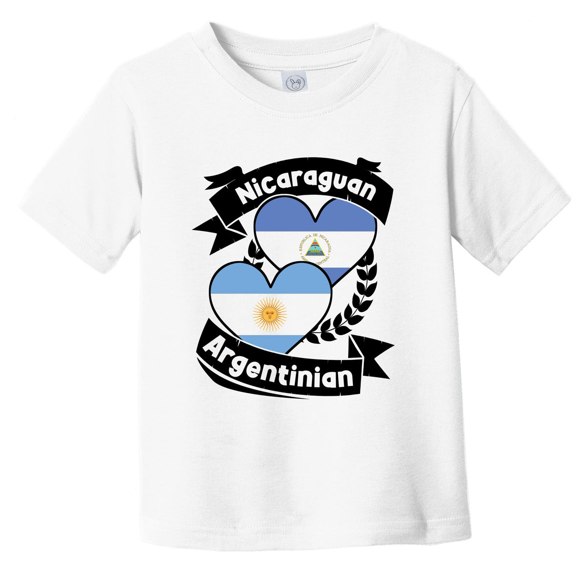 Nicaraguan Argentinian Heart Flags Nicaragua Argentina Infant Toddler T-Shirt