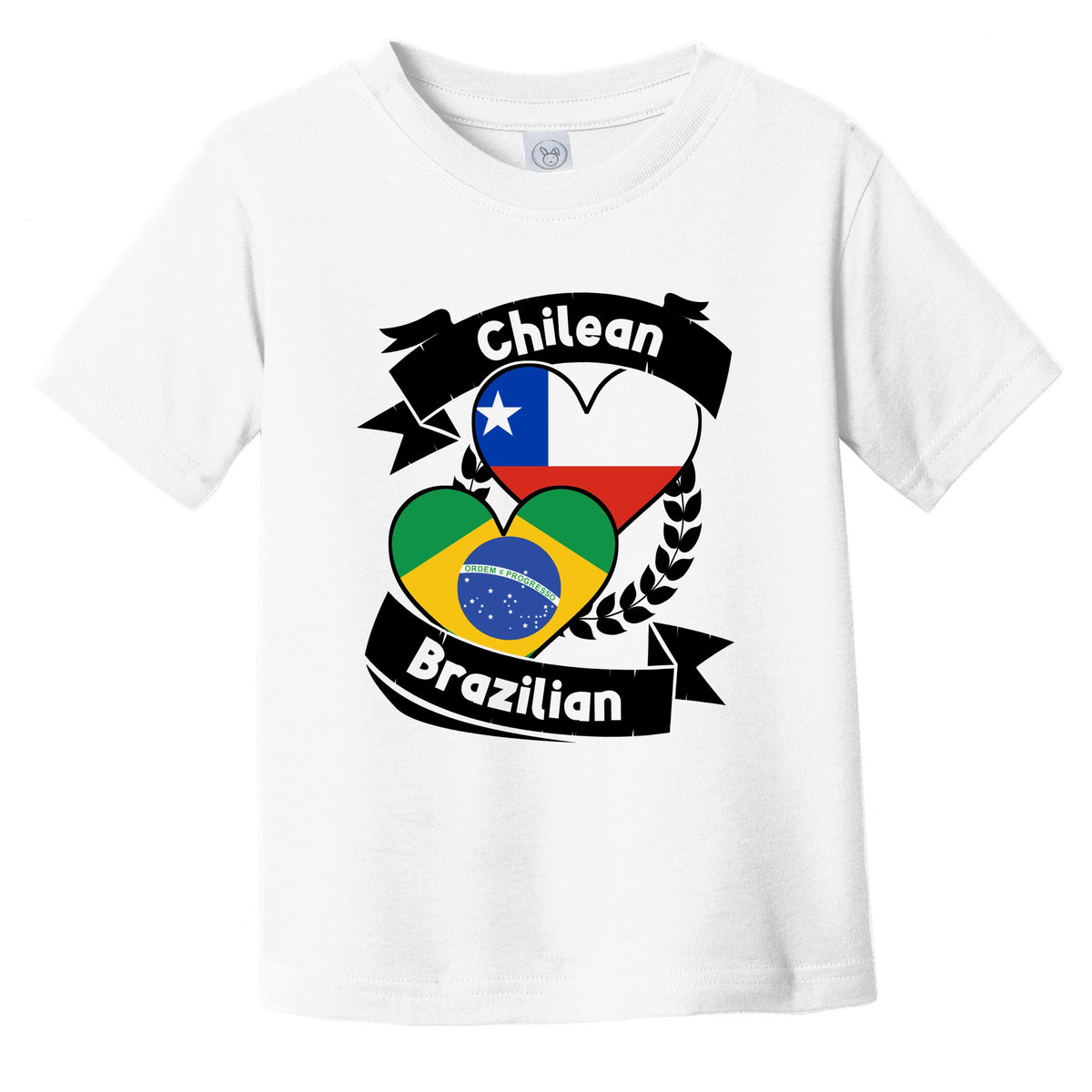 Chilean Brazilian Heart Flags Chile Brazil Infant Toddler T-Shirt
