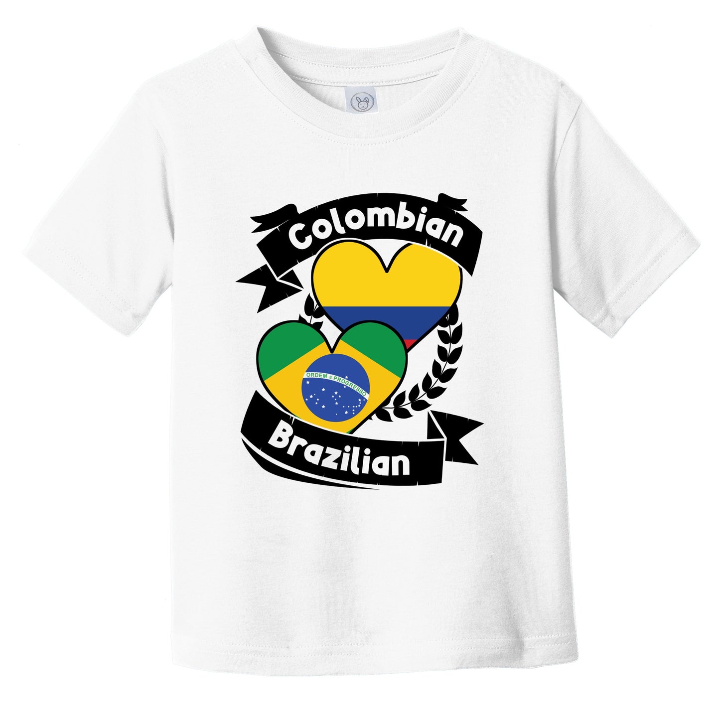 Colombian Brazilian Heart Flags Colombia Brazil Infant Toddler T-Shirt