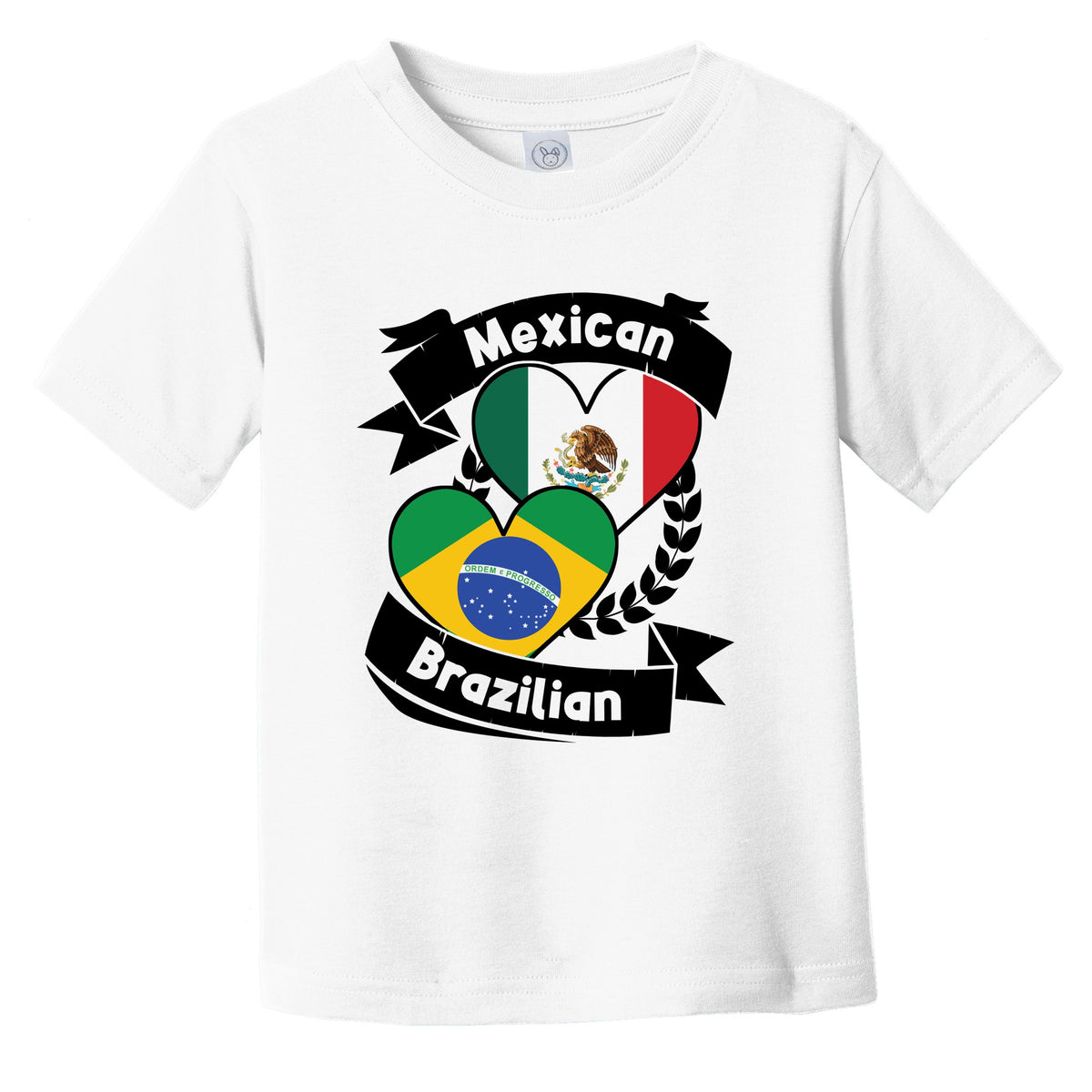 Mexican Brazilian Heart Flags Mexico Brazil Infant Toddler T-Shirt