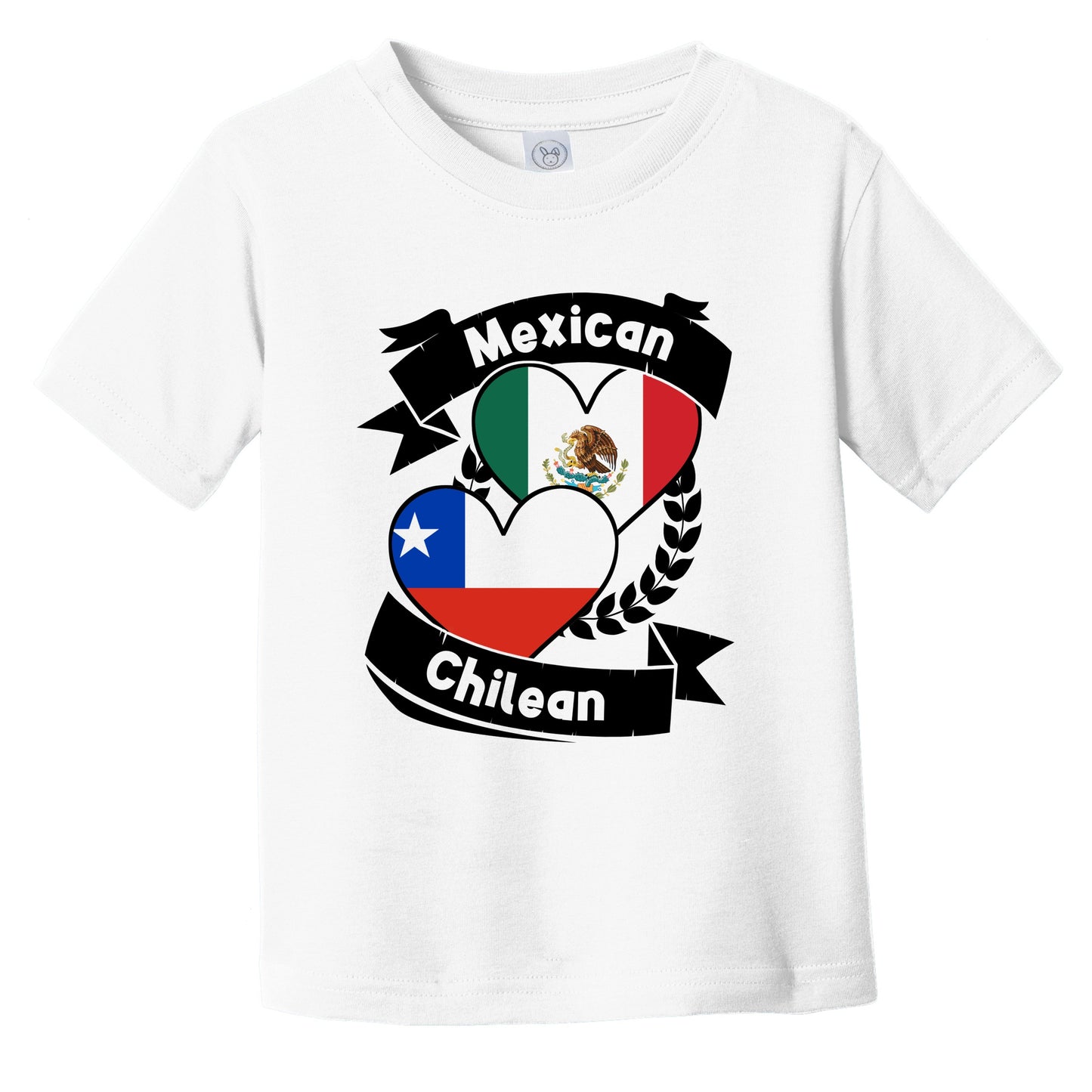 Mexican Chilean Heart Flags Mexico Chile Infant Toddler T-Shirt
