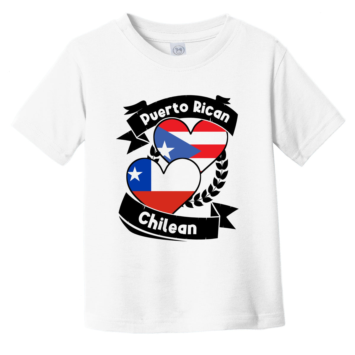Puerto Rican Chilean Heart Flags Puerto Rico Chile Infant Toddler T-Shirt