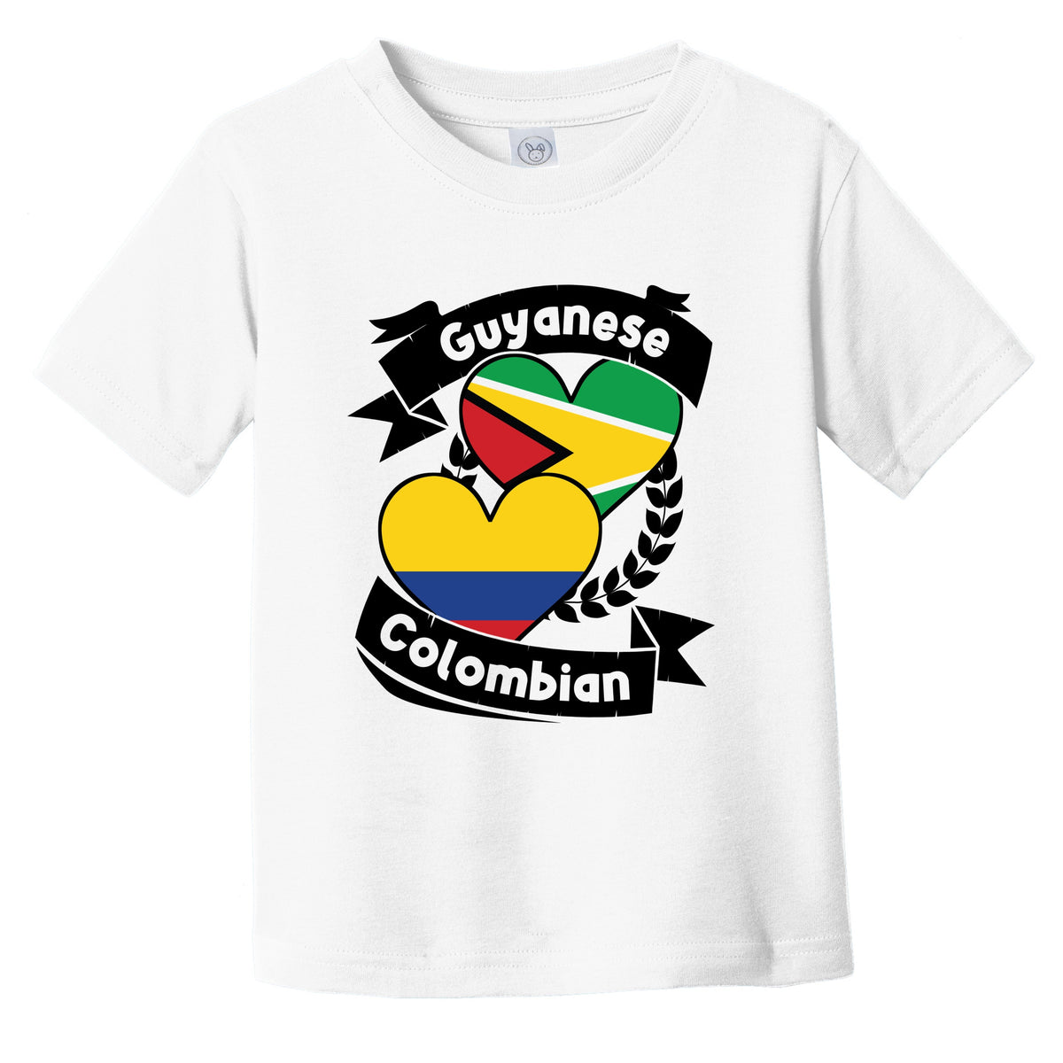 Guyanese Colombian Heart Flags Guyana Colombia Infant Toddler T-Shirt