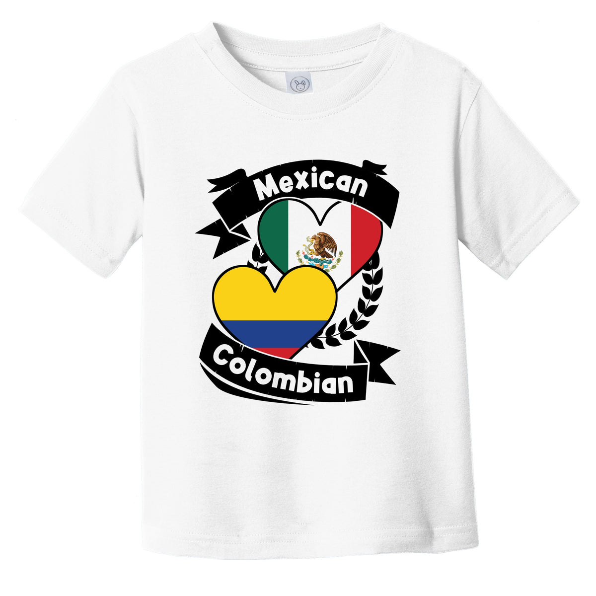 Mexican Colombian Heart Flags Mexico Colombia Infant Toddler T-Shirt