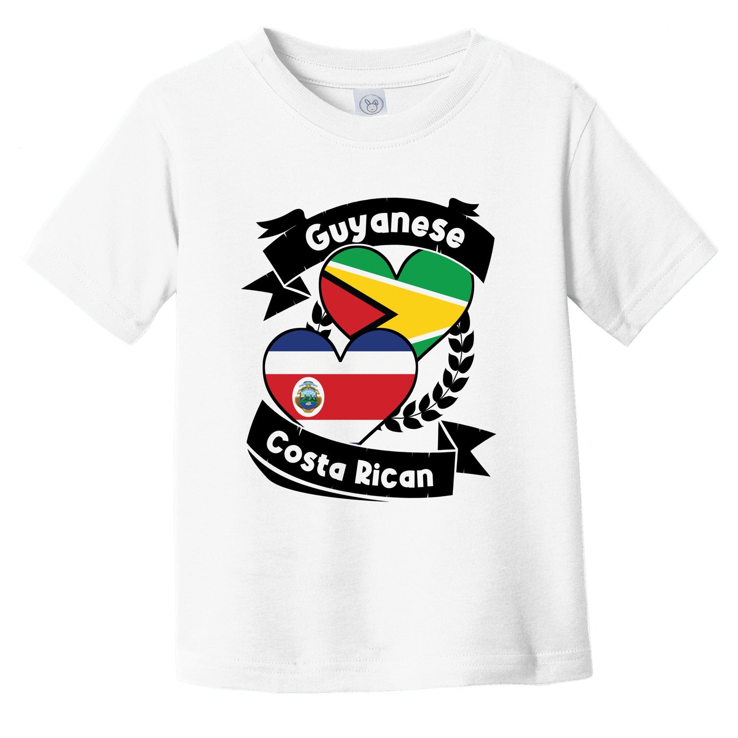 Guyanese Costa Rican Heart Flags Guyana Costa Rica Infant Toddler T-Shirt