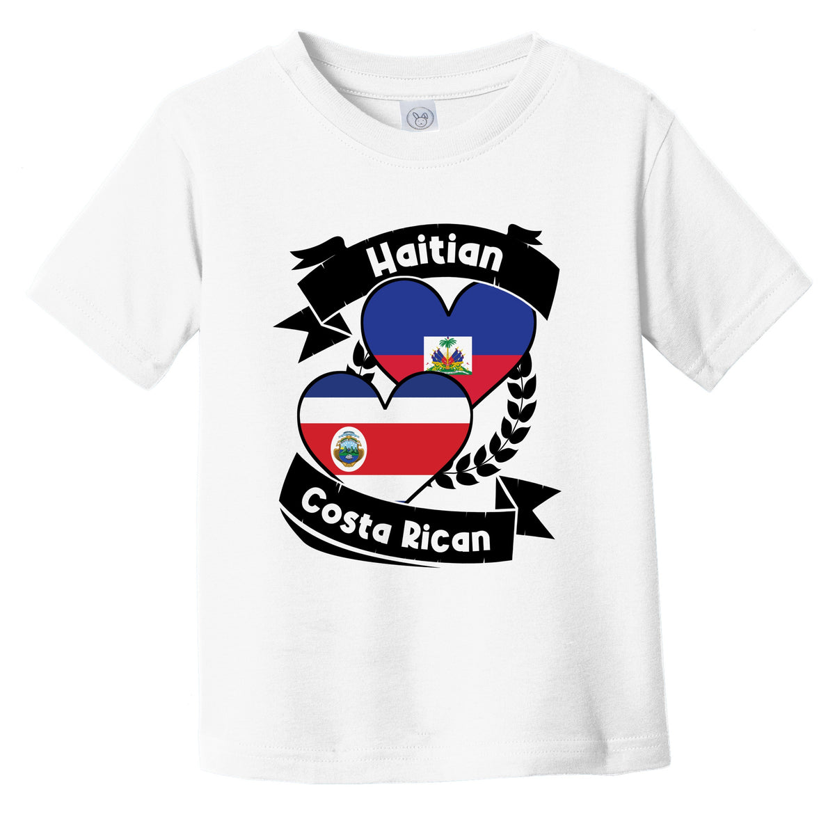 Haitian Costa Rican Heart Flags Haiti Costa Rica Infant Toddler T-Shirt