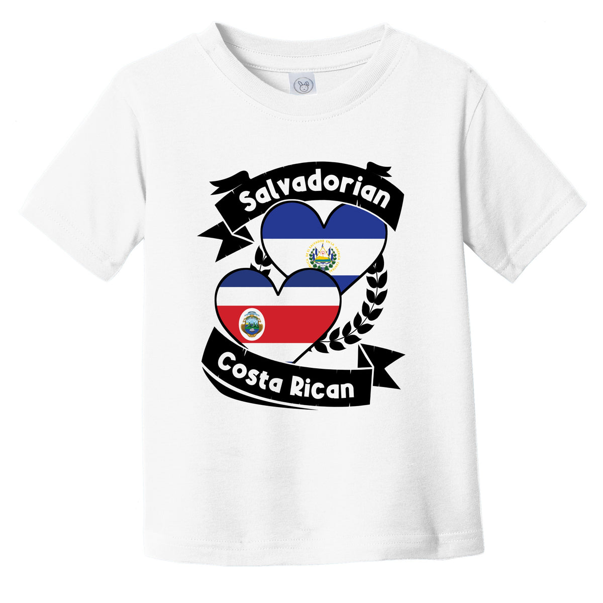 Salvadorian Costa Rican Heart Flags El Salvador Costa Rica Infant Toddler T-Shirt