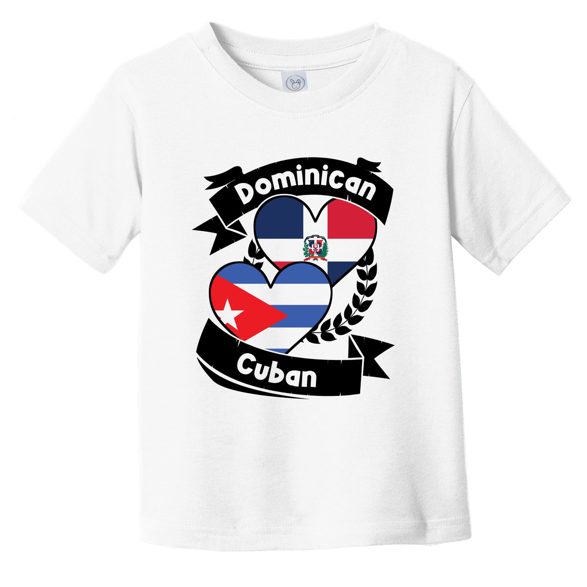 Dominican Cuban Heart Flags Dominican Republic Cuba Infant Toddler T-Shirt
