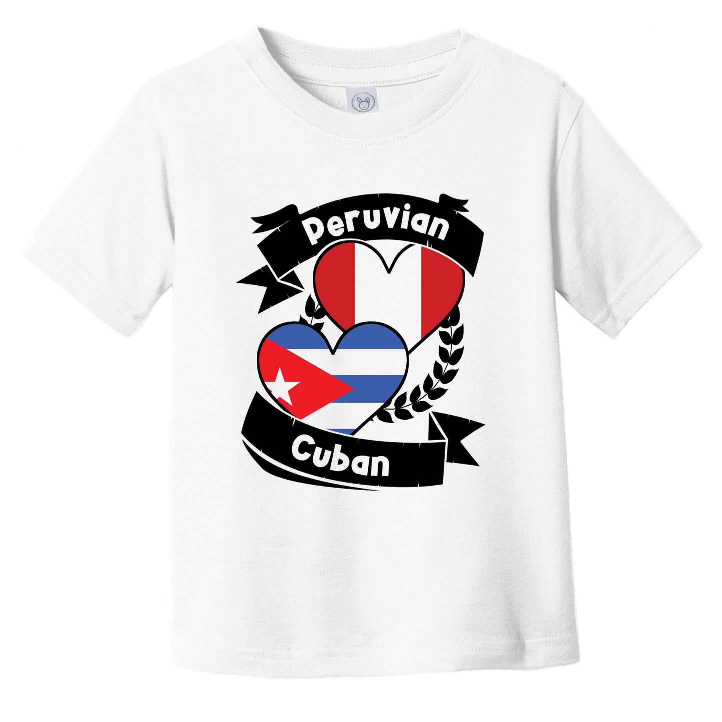 Peruvian Cuban Heart Flags Peru Cuba Infant Toddler T-Shirt