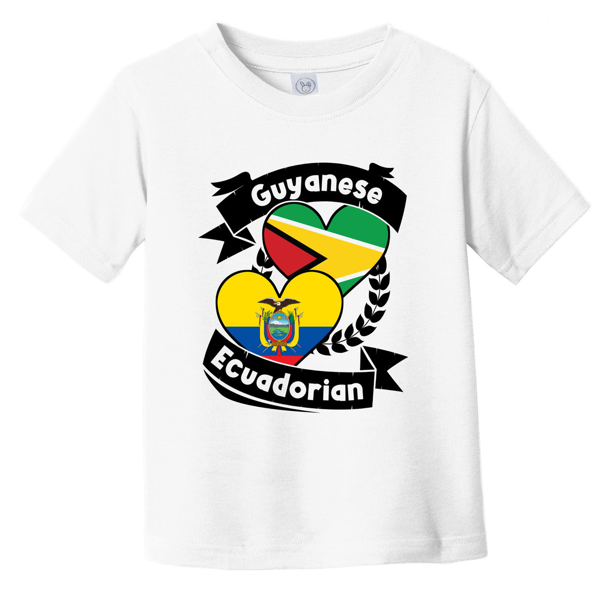 Guyanese Ecuadorian Heart Flags Guyana Ecuador Infant Toddler T-Shirt
