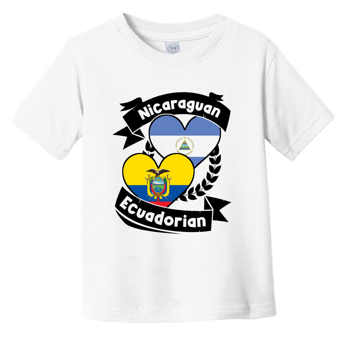 Nicaraguan Ecuadorian Heart Flags Nicaragua Ecuador Infant Toddler T-Shirt