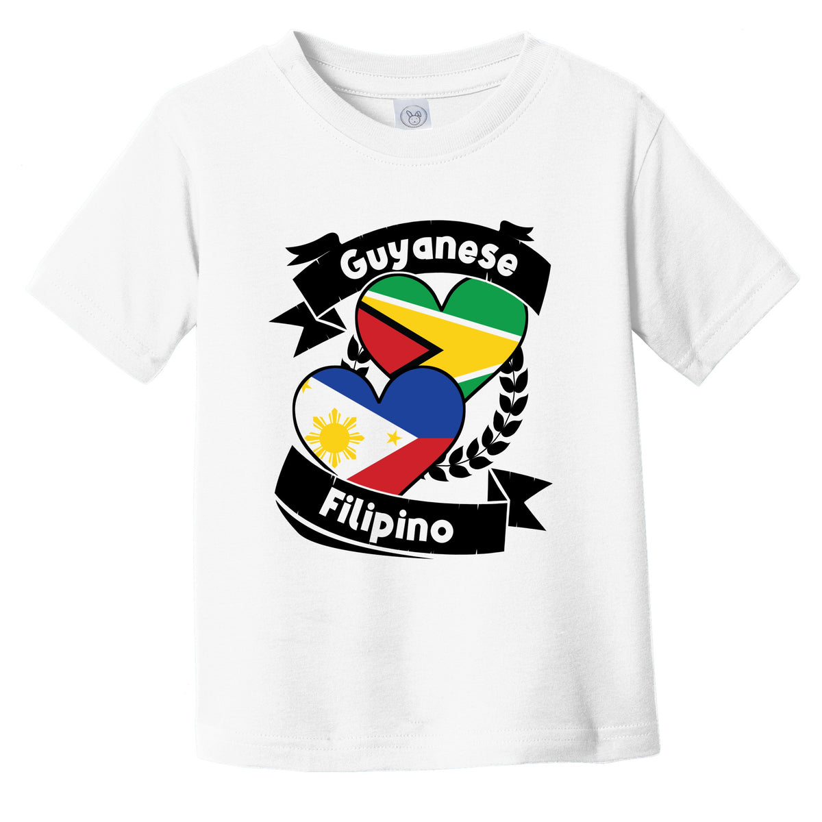 Guyanese Filipino Heart Flags Guyana Philippines Infant Toddler T-Shirt