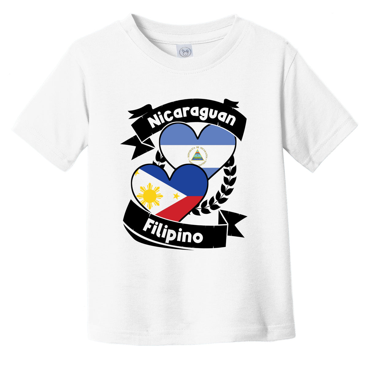 Nicaraguan Filipino Heart Flags Nicaragua Philippines Infant Toddler T-Shirt