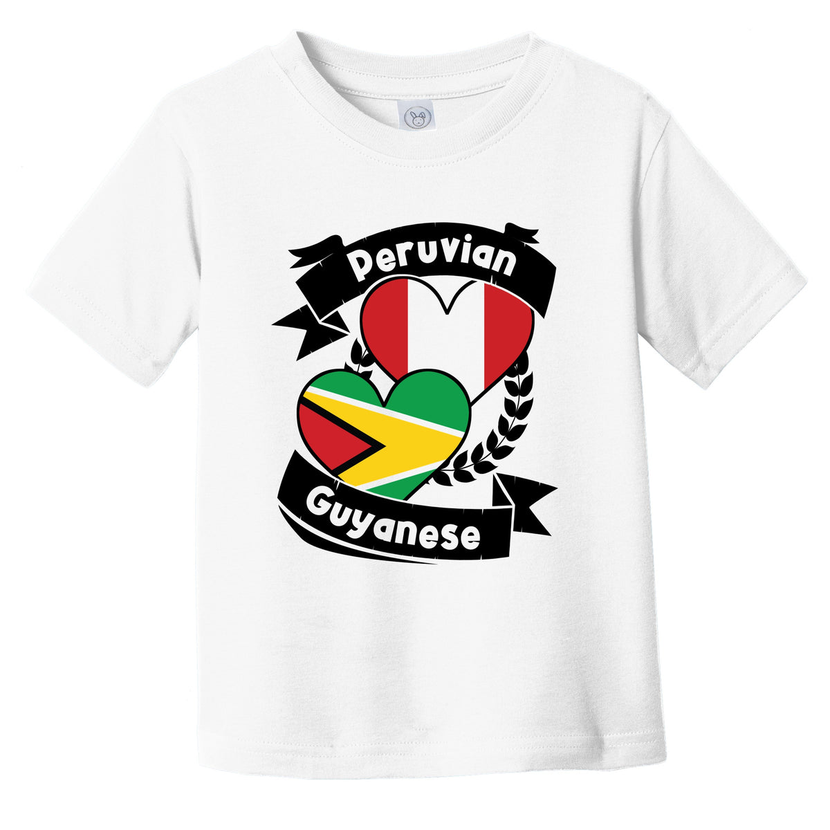 Peruvian Guyanese Heart Flags Peru Guyana Infant Toddler T-Shirt