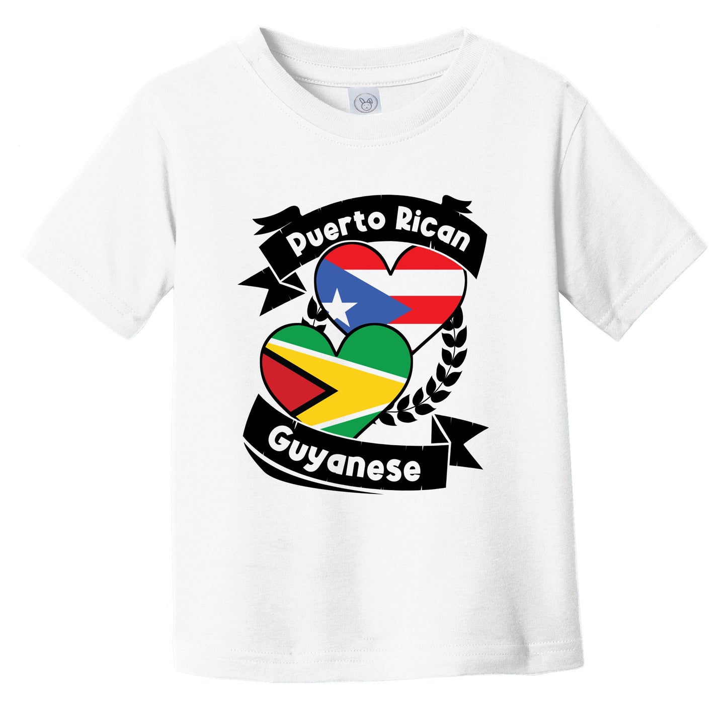 Puerto Rican Guyanese Heart Flags Puerto Rico Guyana Infant Toddler T-Shirt