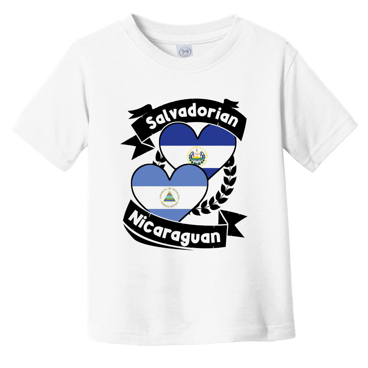 Salvadorian Nicaraguan Heart Flags El Salvador Nicaragua Infant Toddler T-Shirt