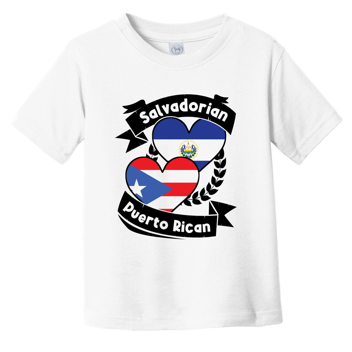 Salvadorian Puerto Rican Heart Flags El Salvador Puerto Rico Infant Toddler T-Shirt