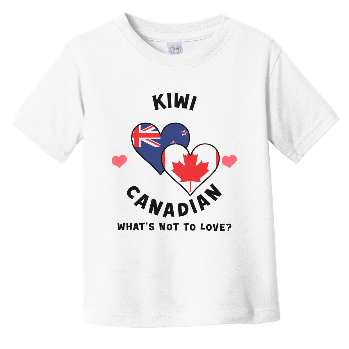 Kiwi Canadian What's Not To Love Heart Flags Infant Toddler T-Shirt