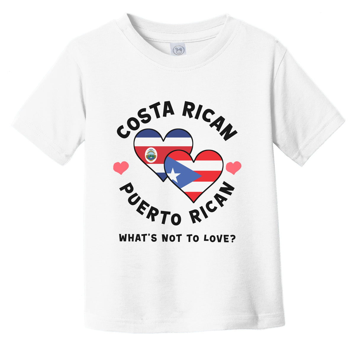 Costa Rican Puerto Rican What's Not To Love Heart Flags Infant Toddler T-Shirt