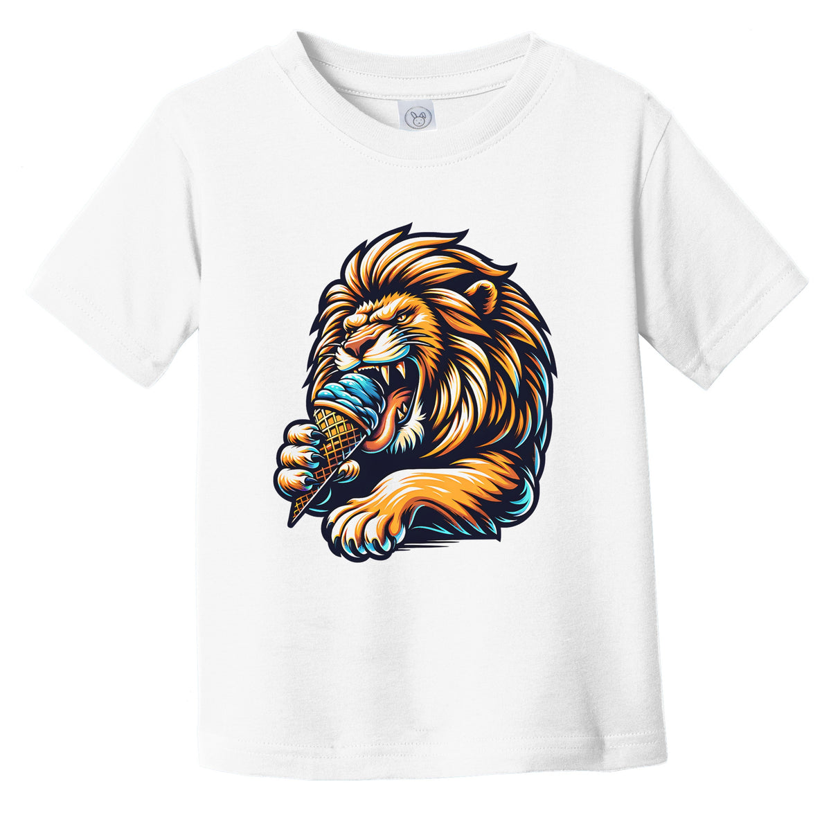 Lion Eating Ice Cream Funny Cartoon Summer Infant Toddler T-Shirt