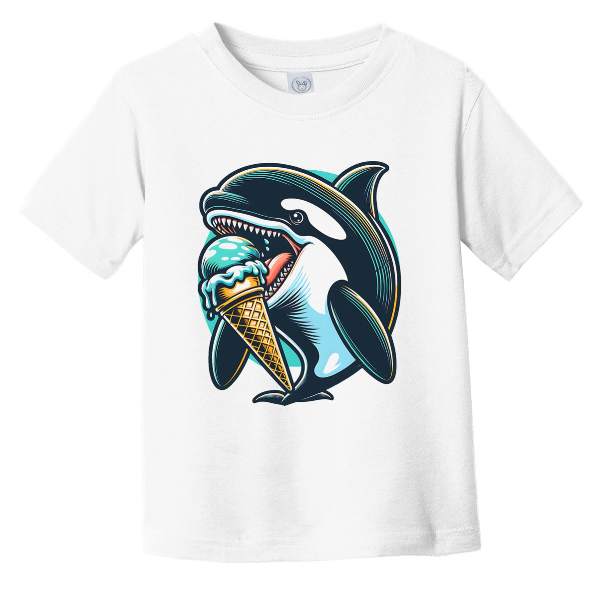 Orca Whale Eating Ice Cream Funny Cartoon Summer Infant Toddler T-Shirt