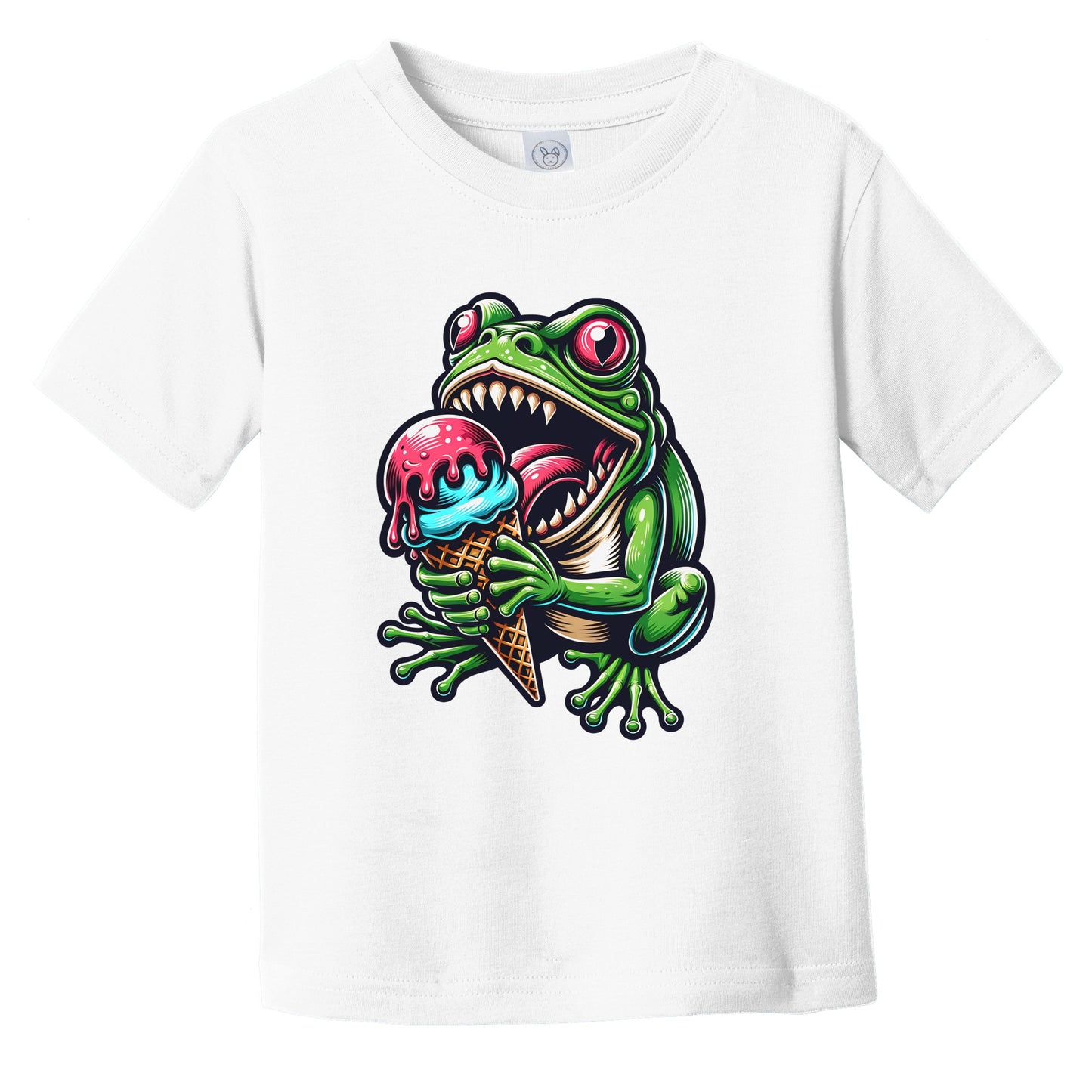 Frog Eating Ice Cream Funny Cartoon Summer Infant Toddler T-Shirt