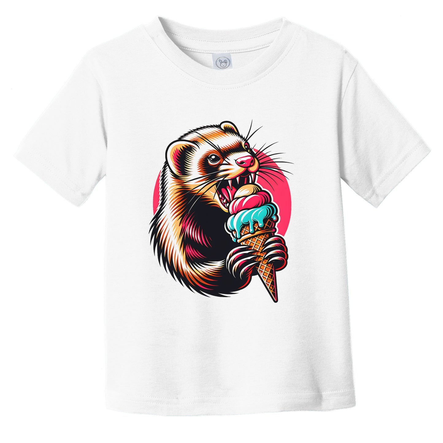 Ferret Eating Ice Cream Funny Cartoon Summer Infant Toddler T-Shirt