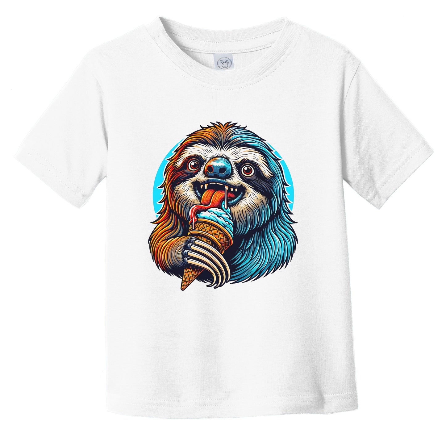 Sloth Eating Ice Cream Funny Cartoon Summer Infant Toddler T-Shirt