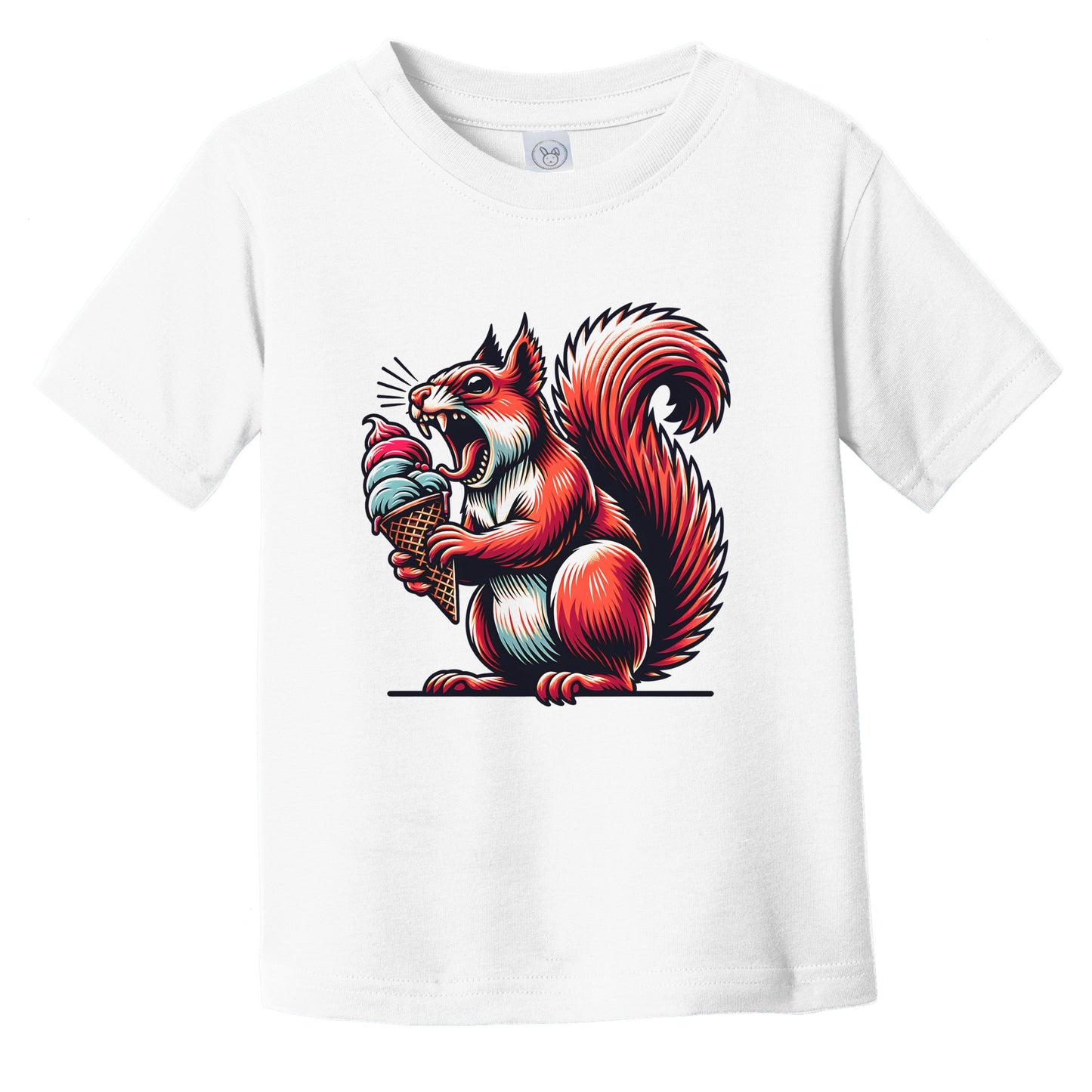 Squirrel Eating Ice Cream Funny Cartoon Summer Infant Toddler T-Shirt