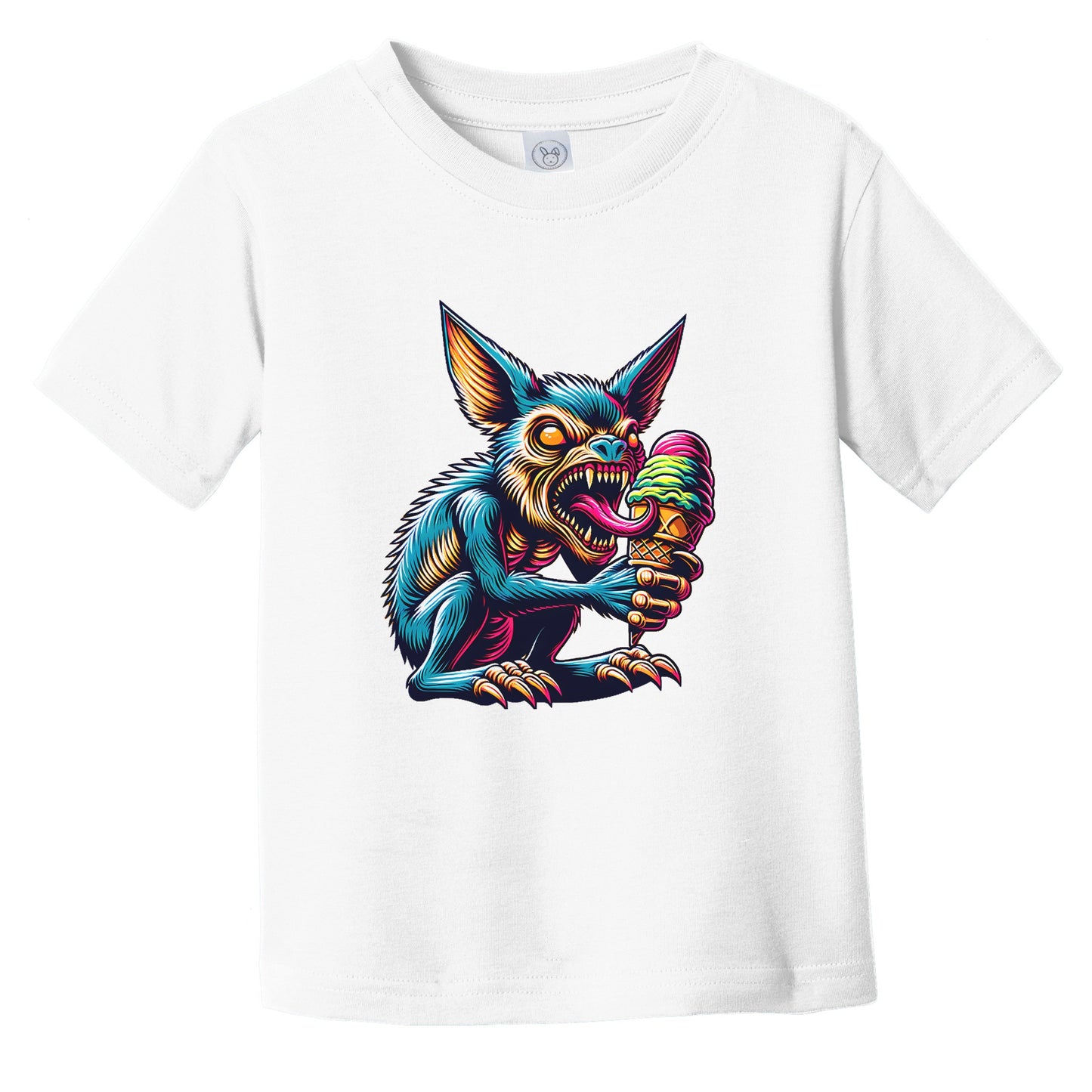 Chupacabra Eating Ice Cream Funny Cartoon Summer Cryptid Infant Toddler T-Shirt