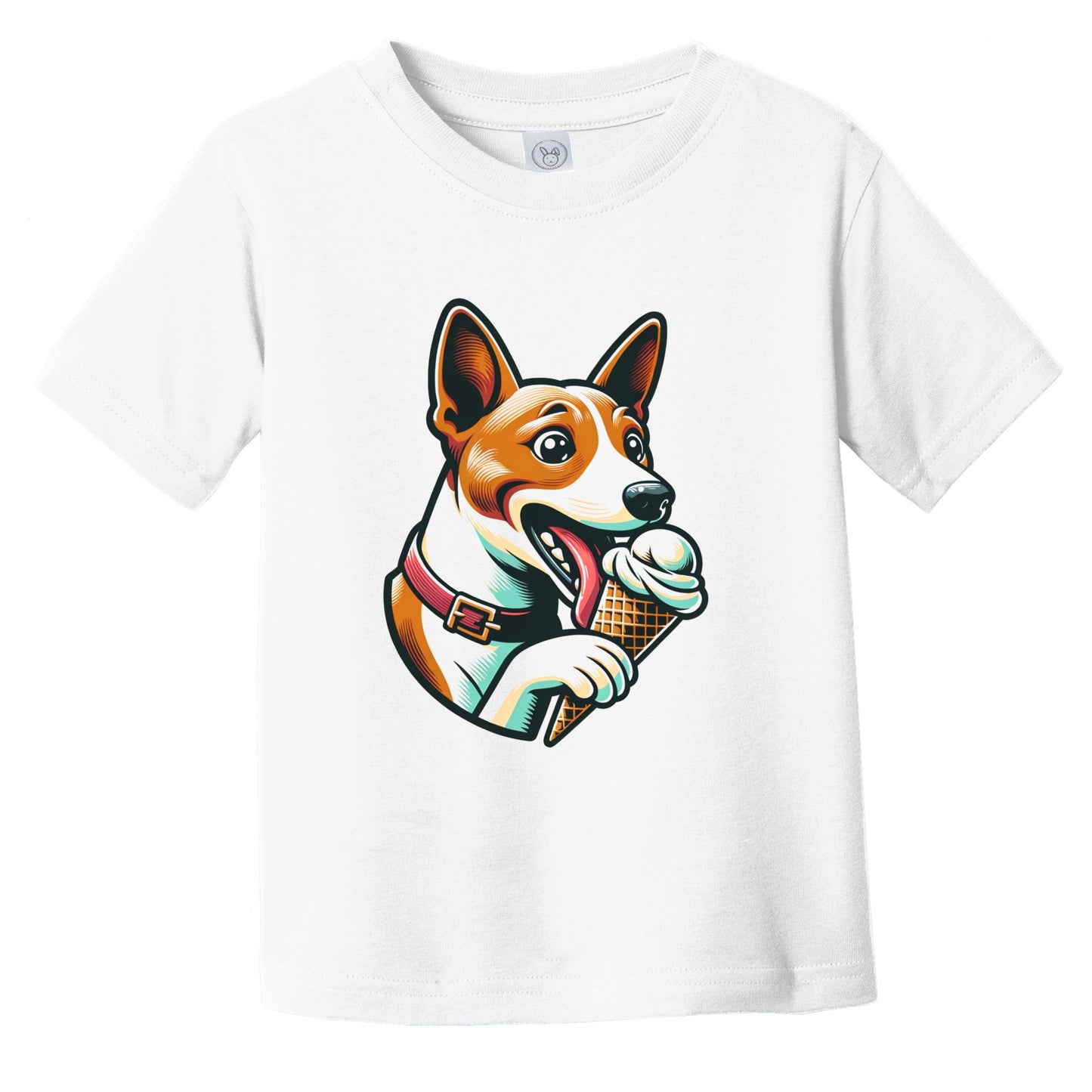 Basenji Eating Ice Cream Cone Cute Dog Infant Toddler T-Shirt