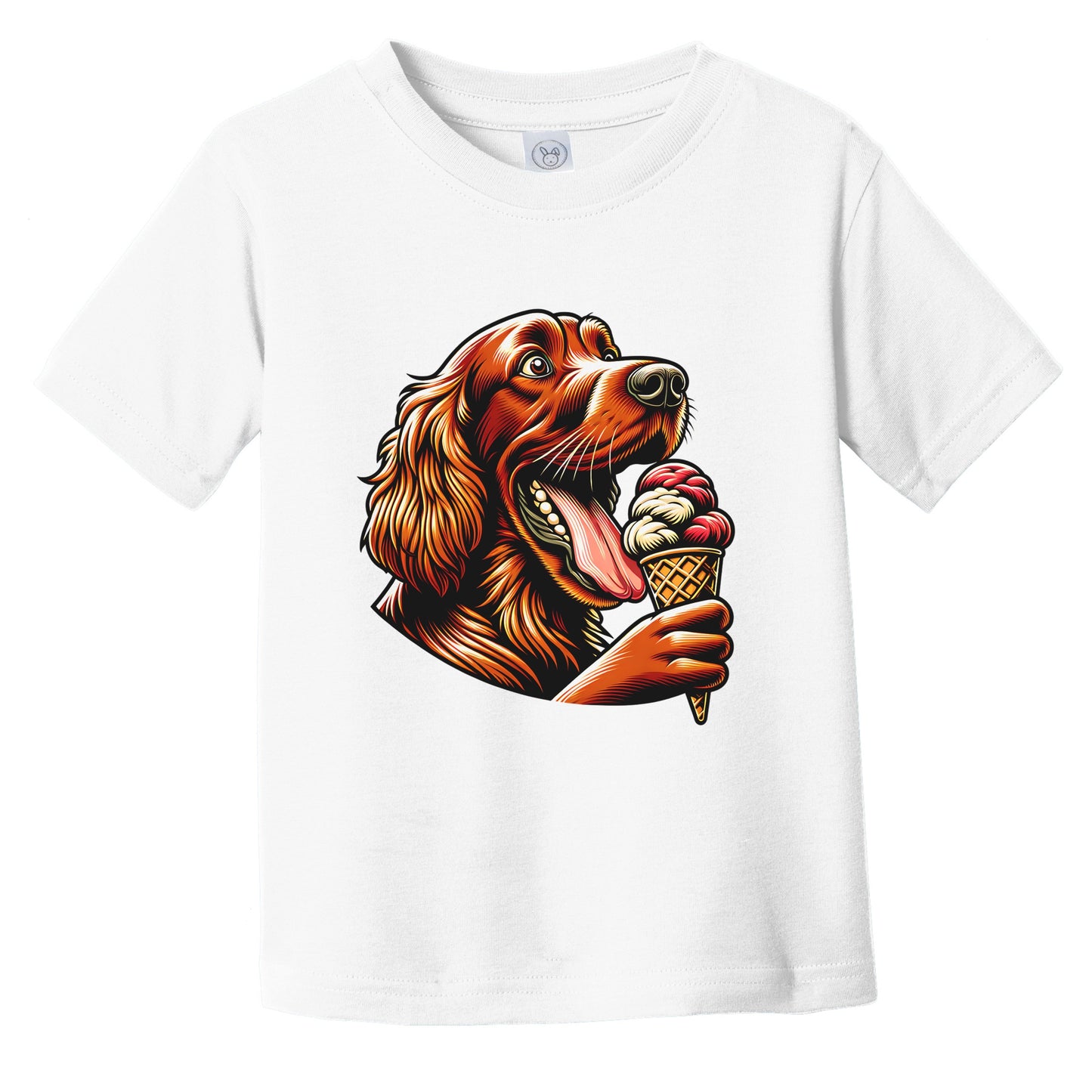 Irish Setter Eating Ice Cream Cone Cute Dog Infant Toddler T-Shirt