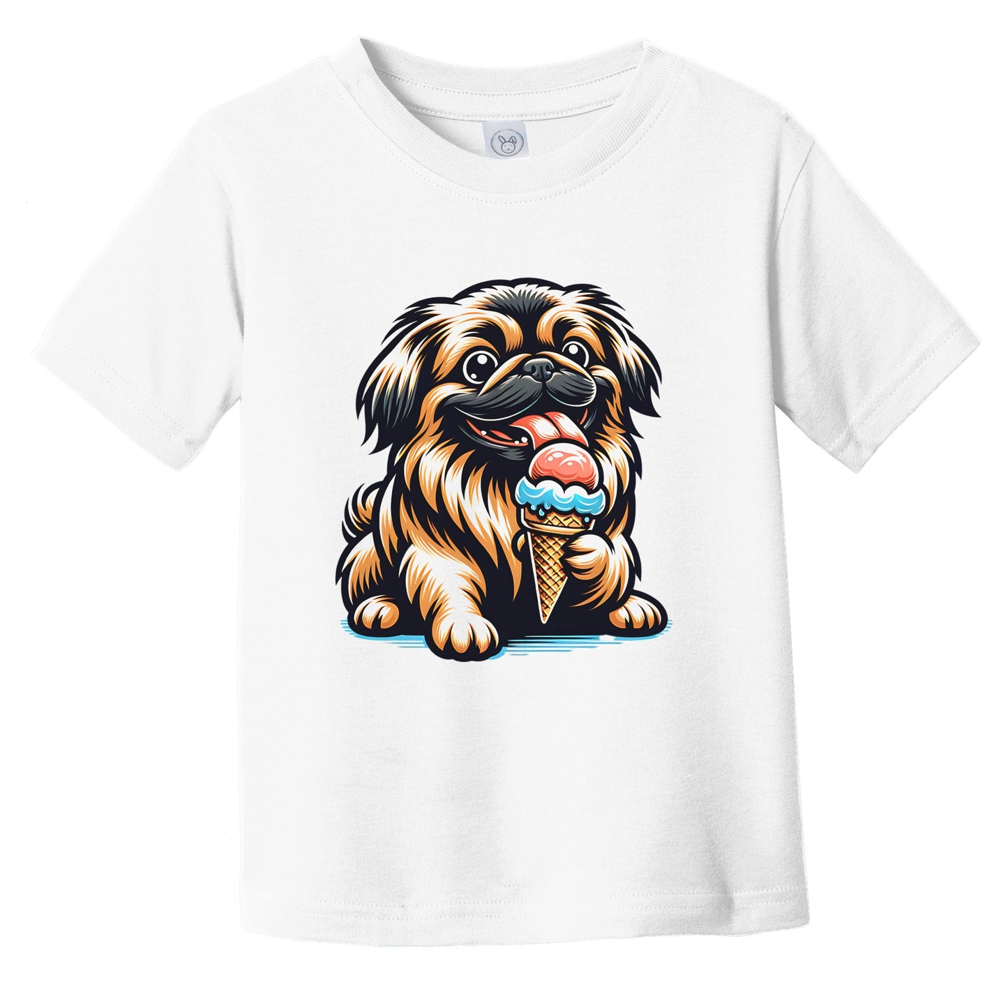 Pekingese Eating Ice Cream Cone Cute Dog Infant Toddler T-Shirt