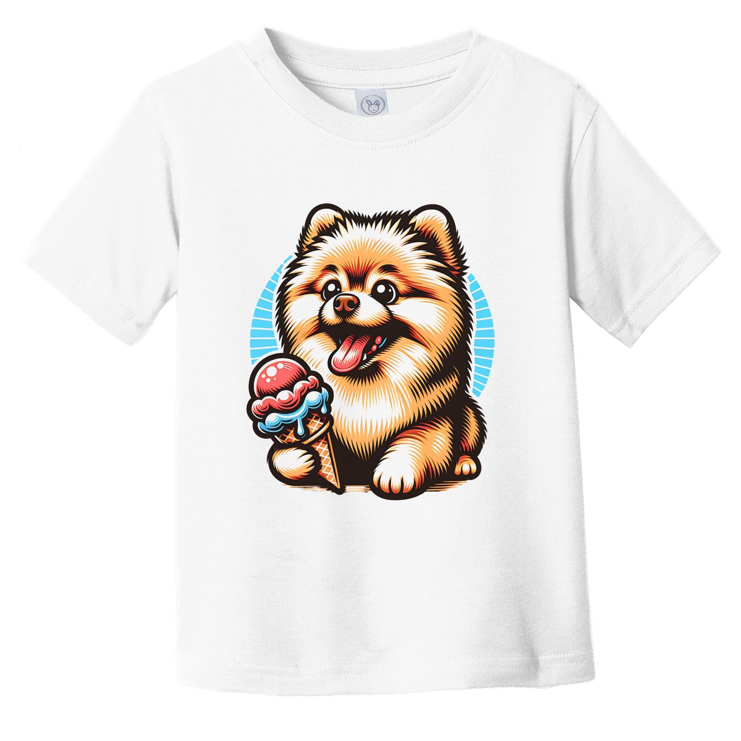 Pomeranian Eating Ice Cream Cone Cute Dog Infant Toddler T-Shirt