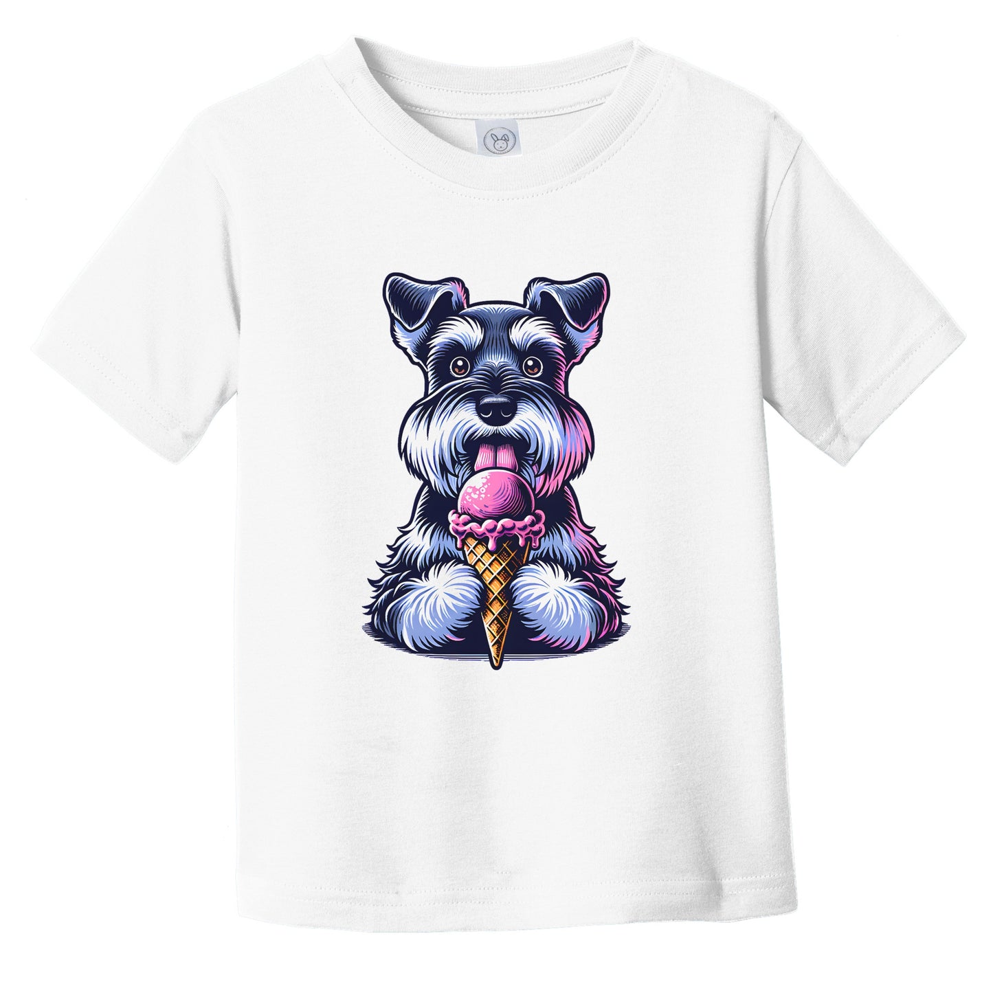 Schnauzer Eating Ice Cream Cone Cute Dog Infant Toddler T-Shirt