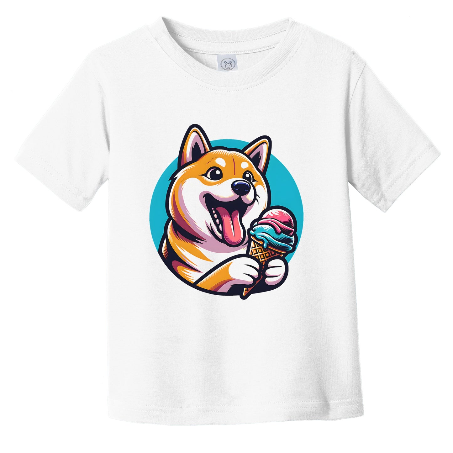 Shiba Inu Eating Ice Cream Cone Cute Dog Infant Toddler T-Shirt
