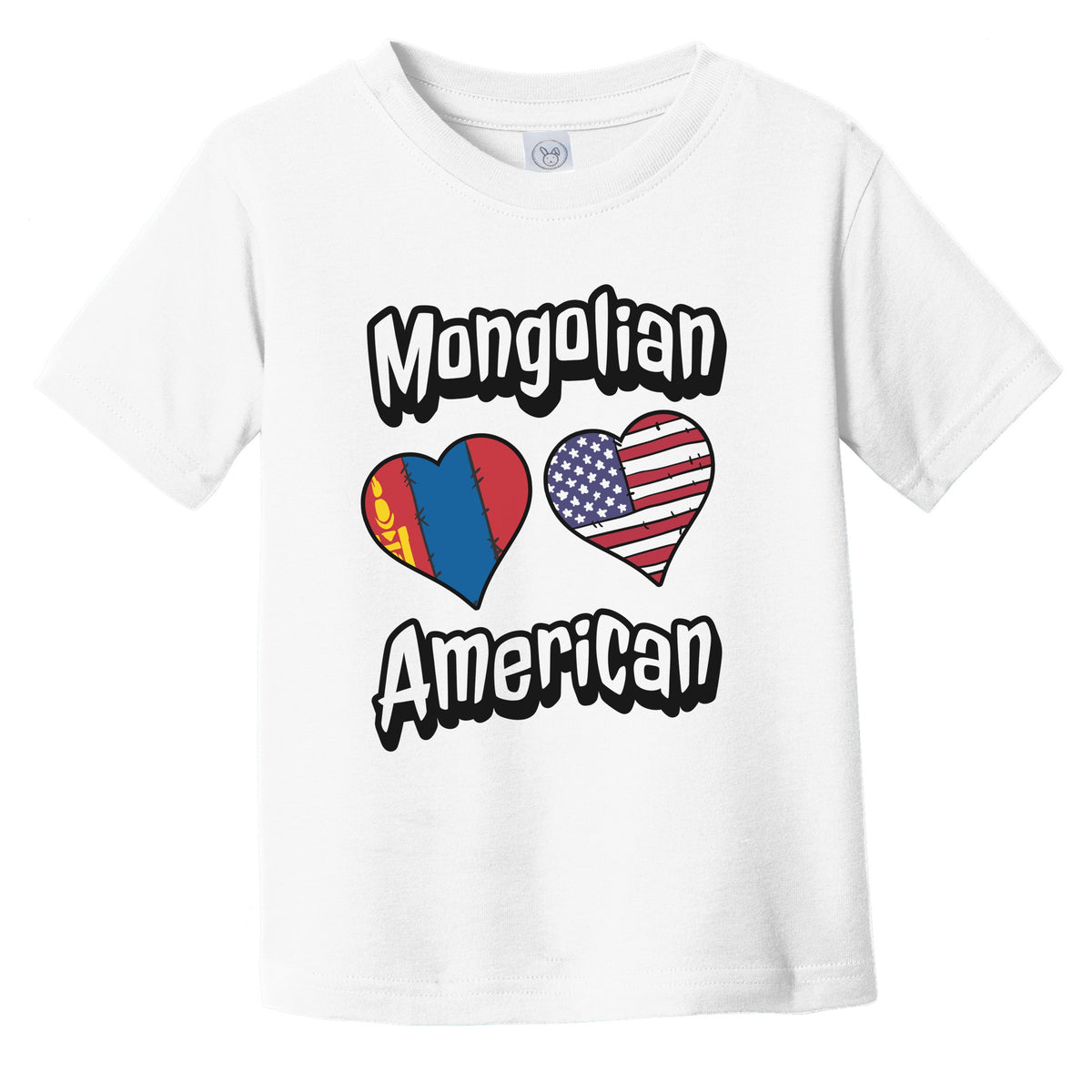 Mongolian American Flag Hearts Combo Mongolia Infant Toddler T-Shirt