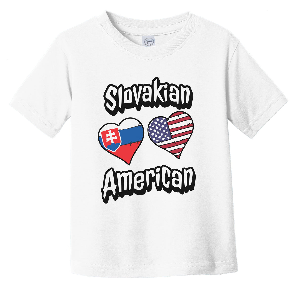 Slovakian American Flag Hearts Combo Slovakia Infant Toddler T-Shirt