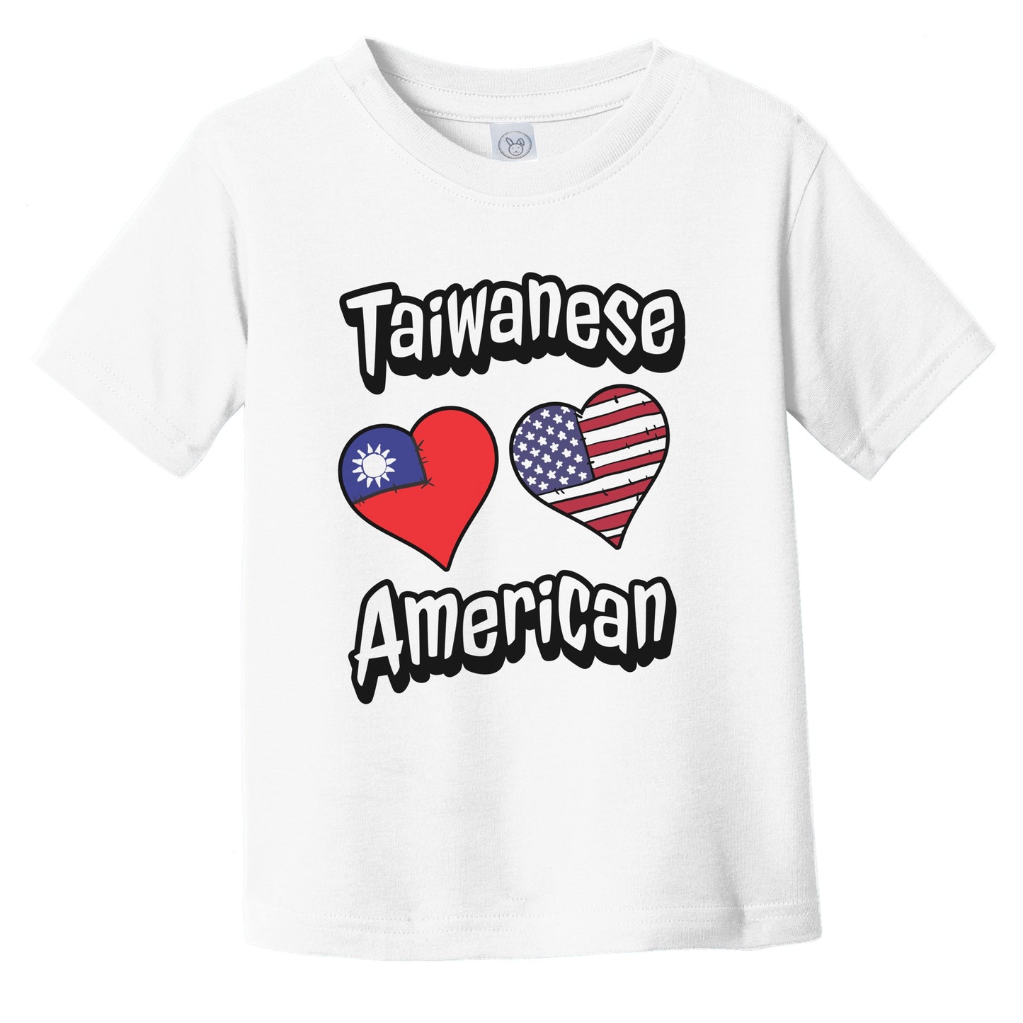 Taiwanese American Flag Hearts Combo Taiwan Infant Toddler T-Shirt