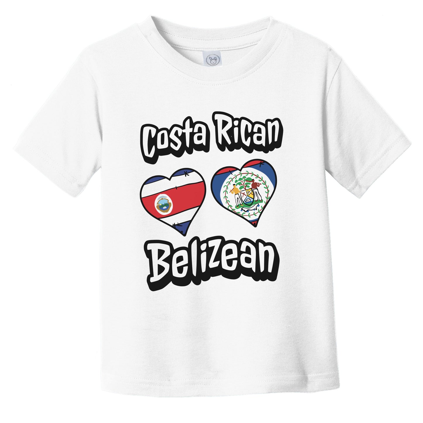 Costa Rican Belizean Flag Heart Combo Costa Rica Belize Infant Toddler T-Shirt